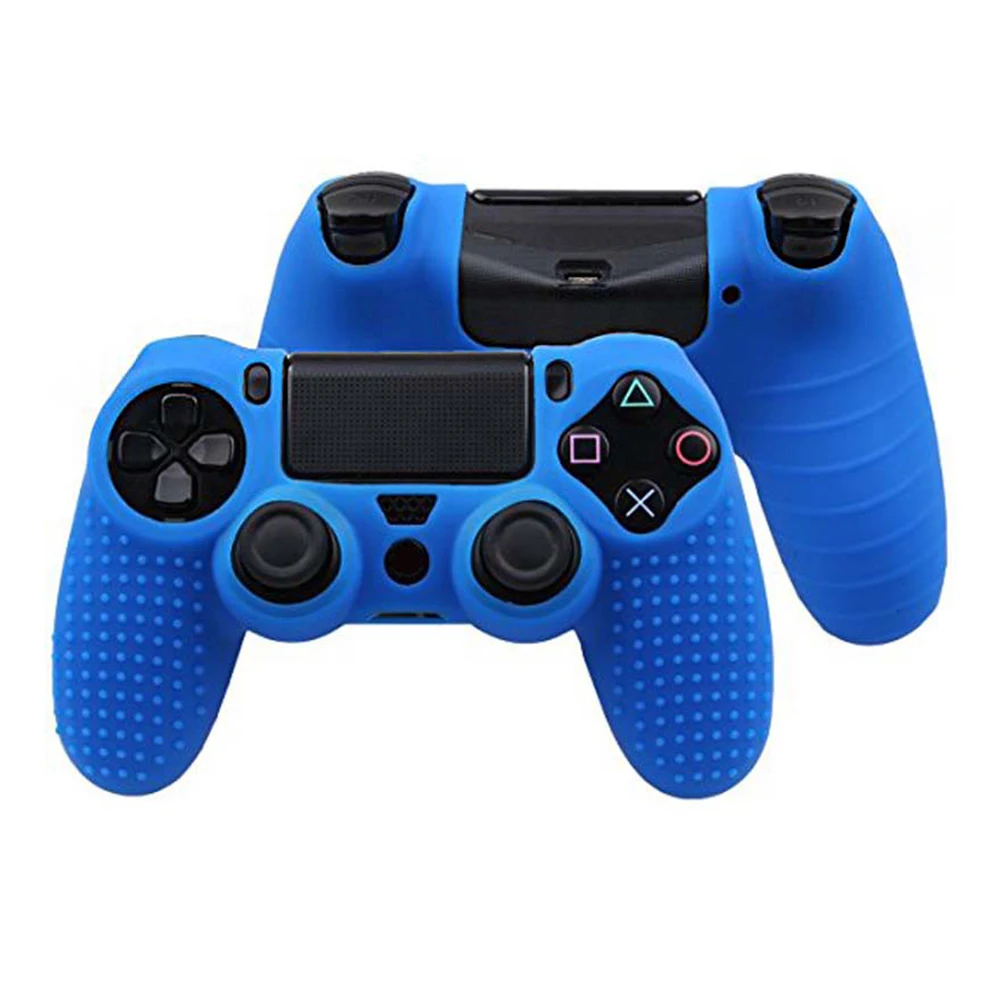 Blue 8 цветов Противоскользящий Силиконовый чехол для sony playstation Dualshock 4 PS4/Pro/тонкий контроллер аксессуары и ручка - Цвет: Blue