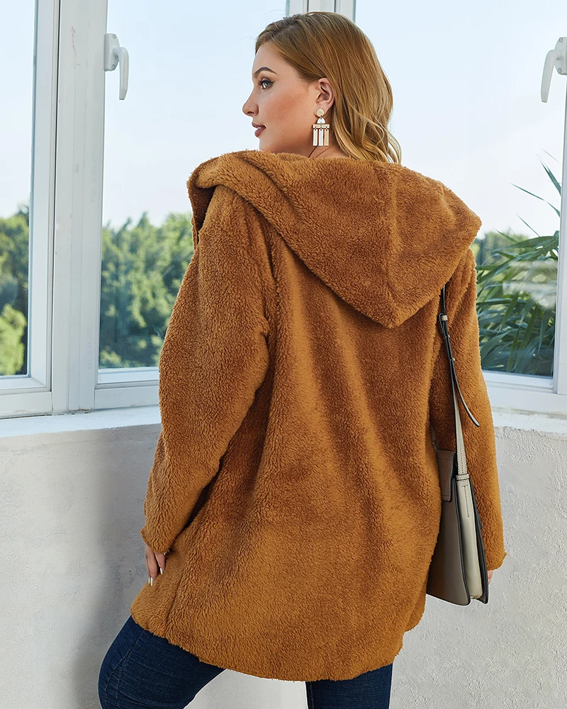 

Thick Winter Women Casual Faux Fur Jackets Warm Female Teddy Plush Coats Sweatshirt Outerwear Overcoats Streetwear Oversized