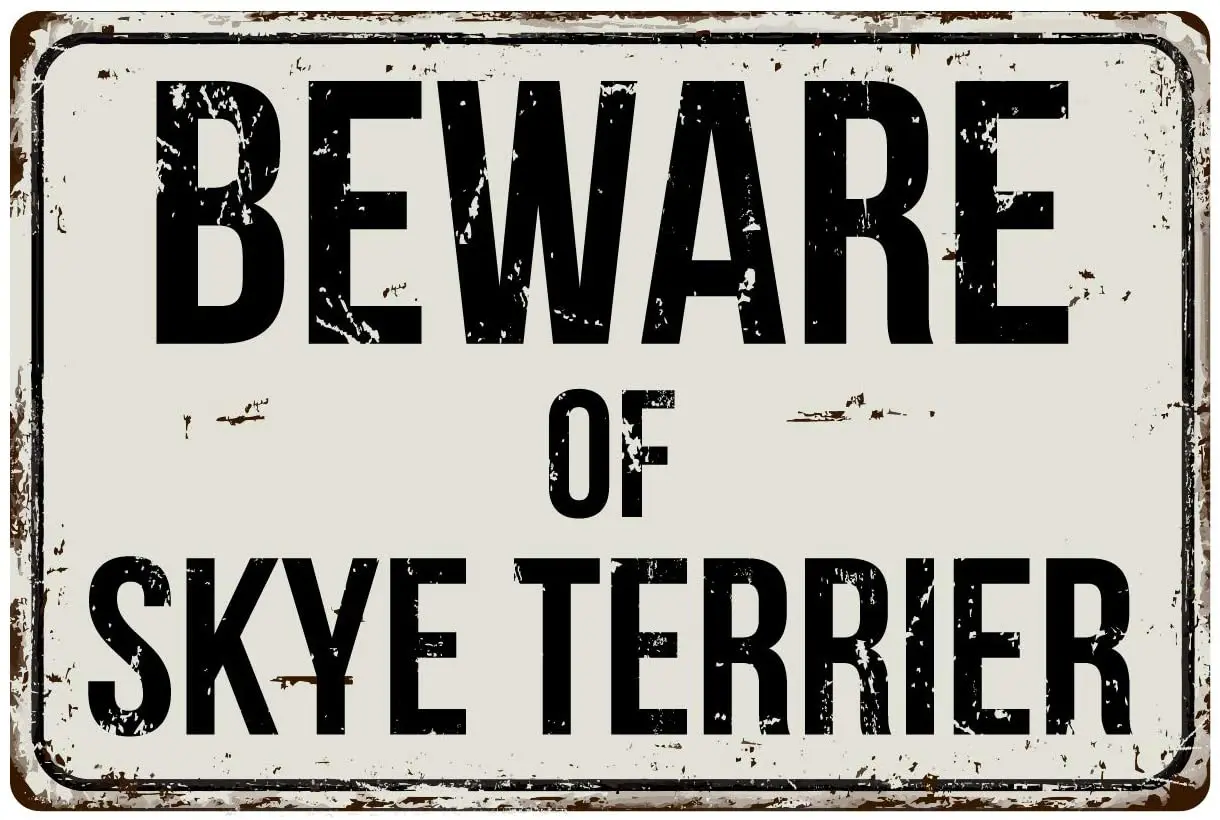 

515VS Beware of Skye Terrier 8 x 12 Vintage Aluminum Retro Metal Sign
