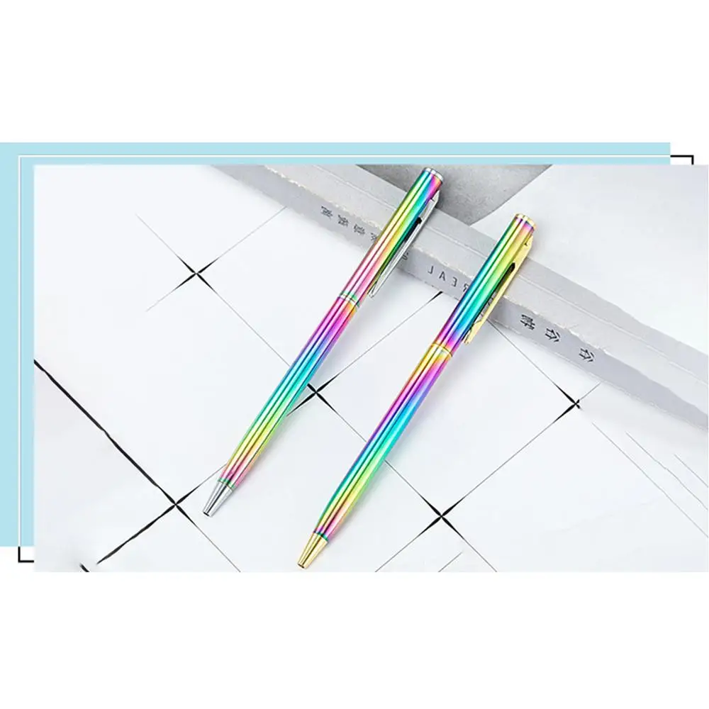 

1000pcs/lot Colorful gradient metal ballpoint pen advertising business gift Commercial School office black blue ink custom logo