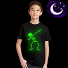 Детская футболка, светящаяся в темноте, крутая футболка с черепом для мальчиков и девочек, детская футболка в стиле хип-хоп, в стиле рок, топ для малышей