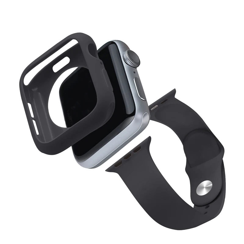 ТПУ чехол и силиконовый ремешок 2 в 1 для Apple watch 4 5 42 мм 38 мм 44 мм 40 мм браслет ремешок для iwatch серии 3/2/1 аксессуары