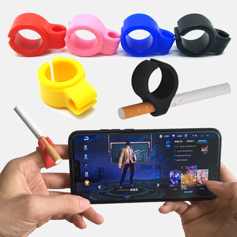 

Silicone Smoker Finger Rings Hand Rack Cigarette Holder Smoking Accessories for Game Player Driver Hand Free Men Boyfriend Gift