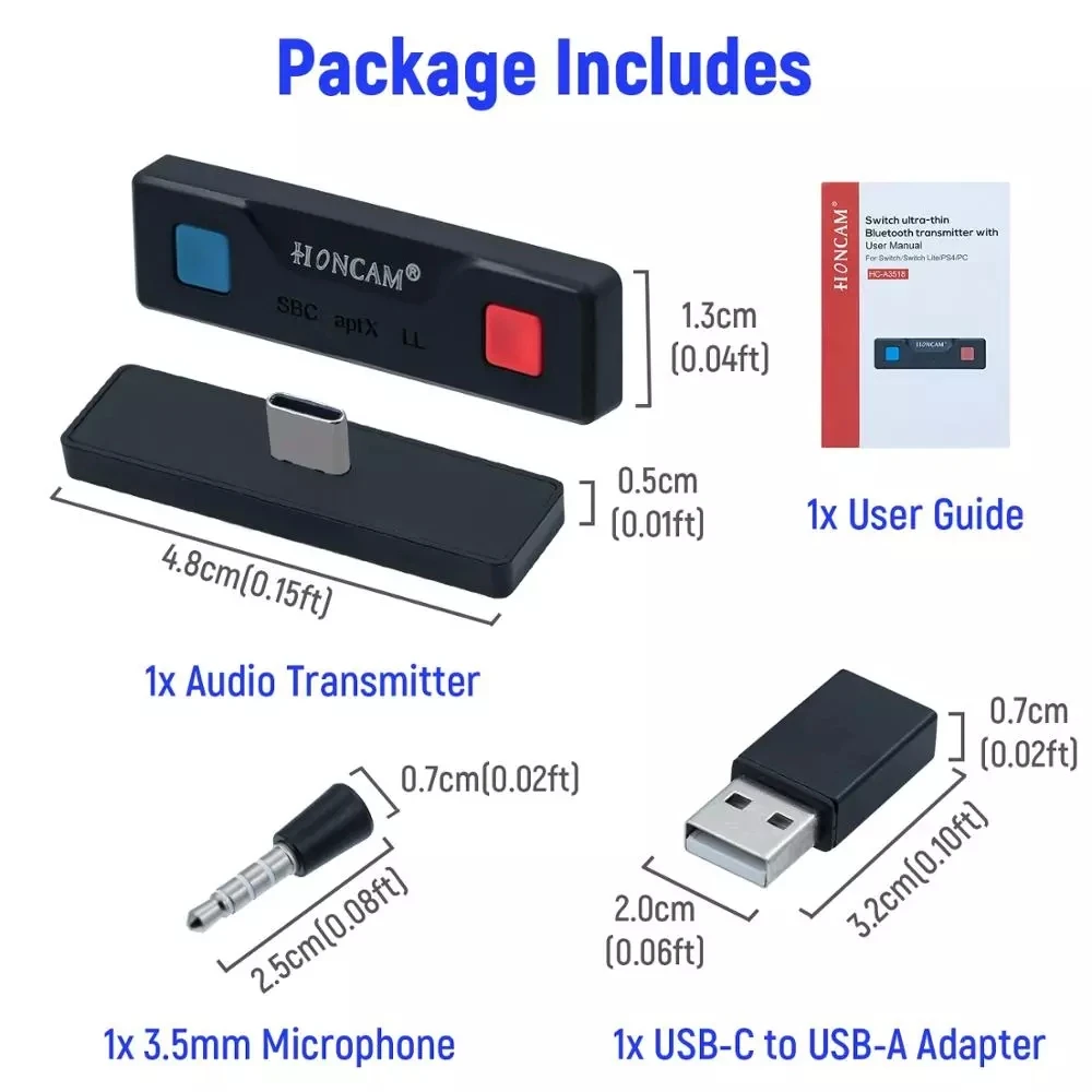

Pop Honcam Ultra-Thin Wireless Audio Transmitter Audio Adapter Converter For Nintend Switch/Lite/for PS4/for PS5/PC (HC-A3518)