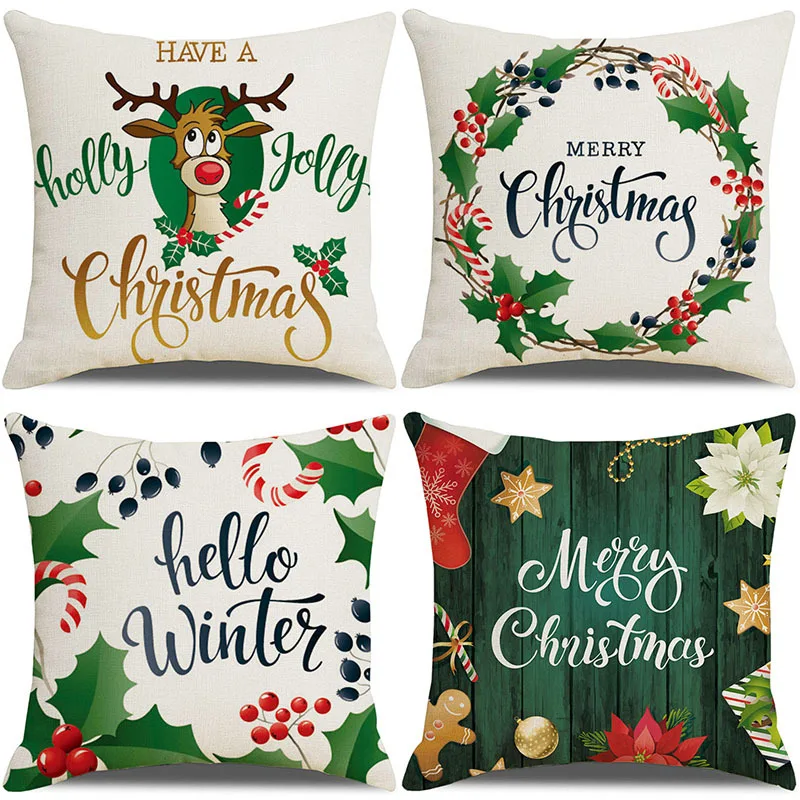 

Christmas Decoration Cover 45x45 Pillowcase Sofa Cushions Home Decor New Year 2020 Navidad Decoraciones Para El Hogar Kerst
