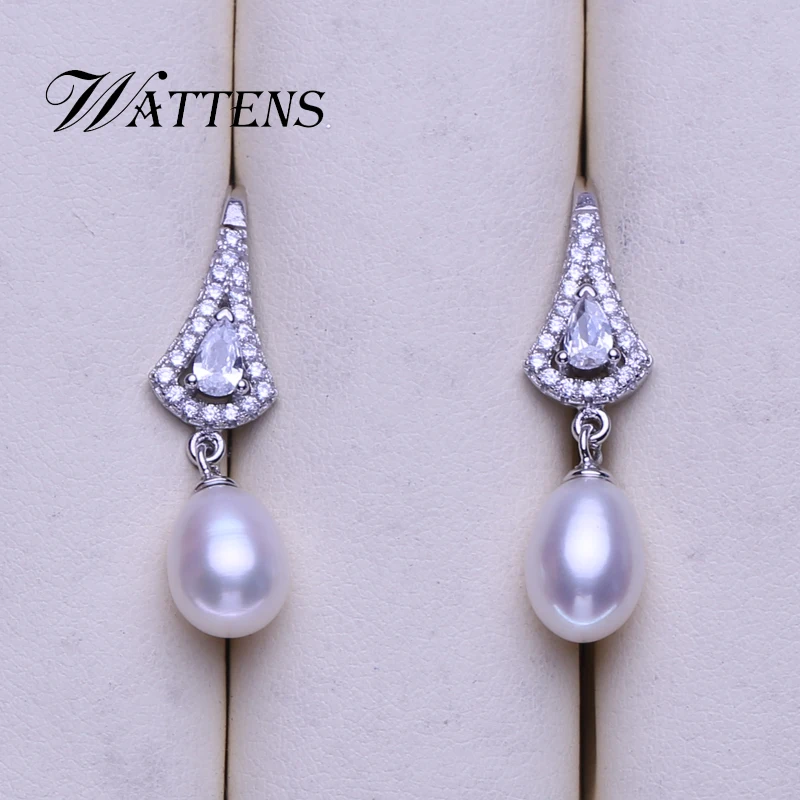 Женские серьги-подвески с натуральным пресноводным жемчугом | Украшения и