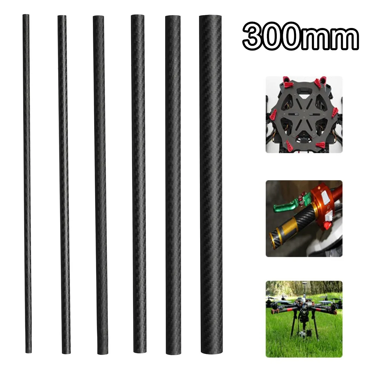 

300mm Length Carbon Fiber Tube High Composite Hardness Material 3K Twill Matte DIY Kit for RC Drone Airplane Aircraft Protection