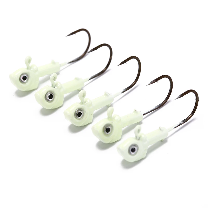 

5Pcs/Set Soft lure worm hook lead jig head fishing hook Useful