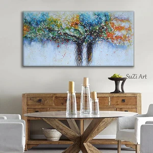 Modern Abstract Colorful Trees Paintings 100% Handmade Oil Painting On Canvas Wall Art Decor Pictures For Living Room Decoration