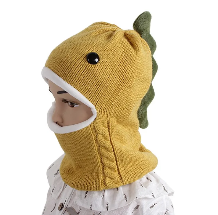 

2020 New Fashion 1-8Y Children's Knitted Hat Fashion Cute Plus Velvet Thicken Ear Protection Warm Hat Scarf Integrated Wool Hat