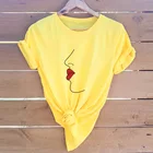 Большой Размеры S-5XL Новая мода абстрактный портрет футболка женская 100% из хлопка; Одежда с овальным вырезом; Летние топы с короткими рукавами на каждый день