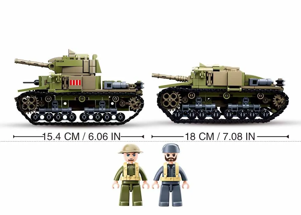 Строительные блоки Sluban 2 в 1 Вторая мировая война 463 шт. M13/40 средний танк военная