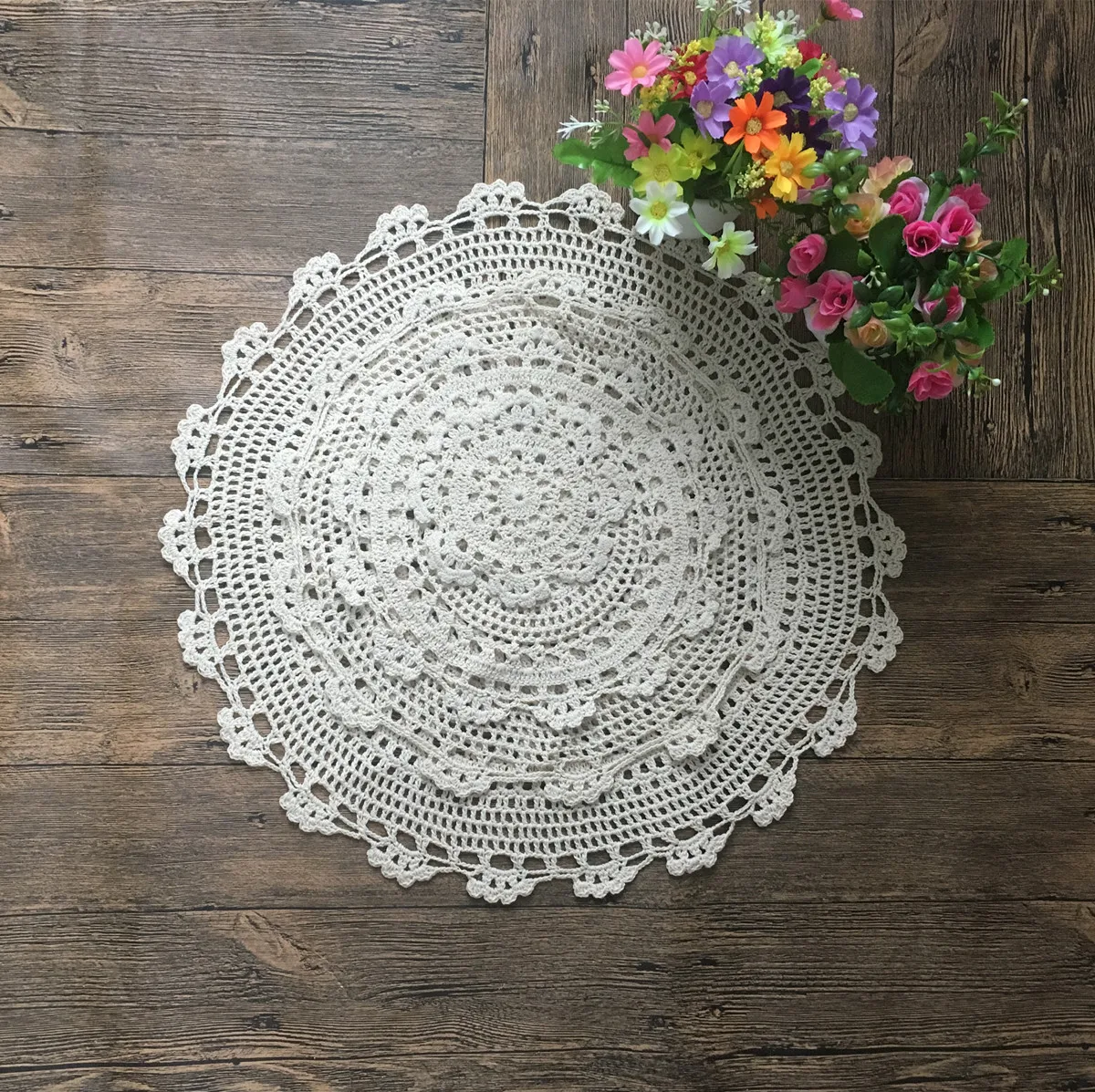 Коврик для чашки ручной работы из 100% хлопка 4 шт. винтажный ковер вязания крючком