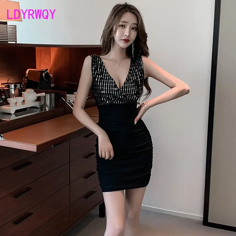 

2021 new sexy dress waist waist V-neck bag hip night field technician overalls women