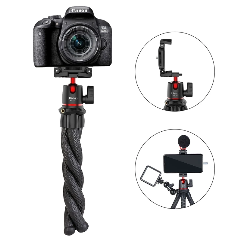 

Ulanzi MT-11 Octopus Flexible Tripod Stand Phone Holder for Dslr Camera Smartphone Tripods W/ Detachable Ballhead Phone Clip