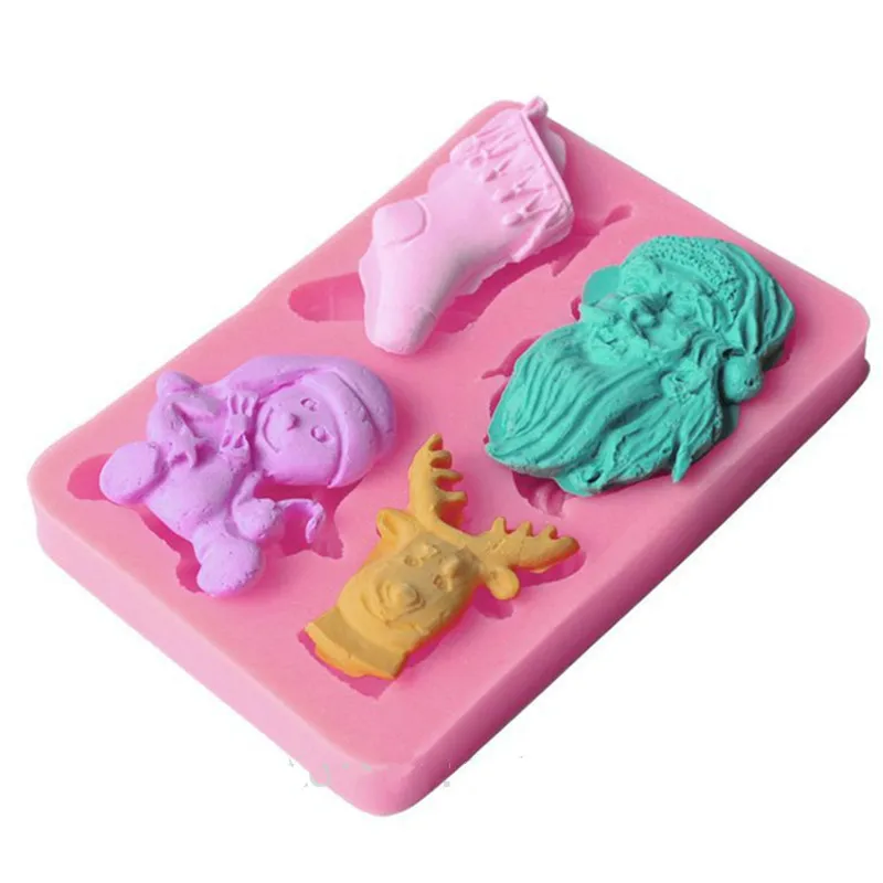 Рождественский Снеговик носок олень силиконовая форма Санта Клаус украшения