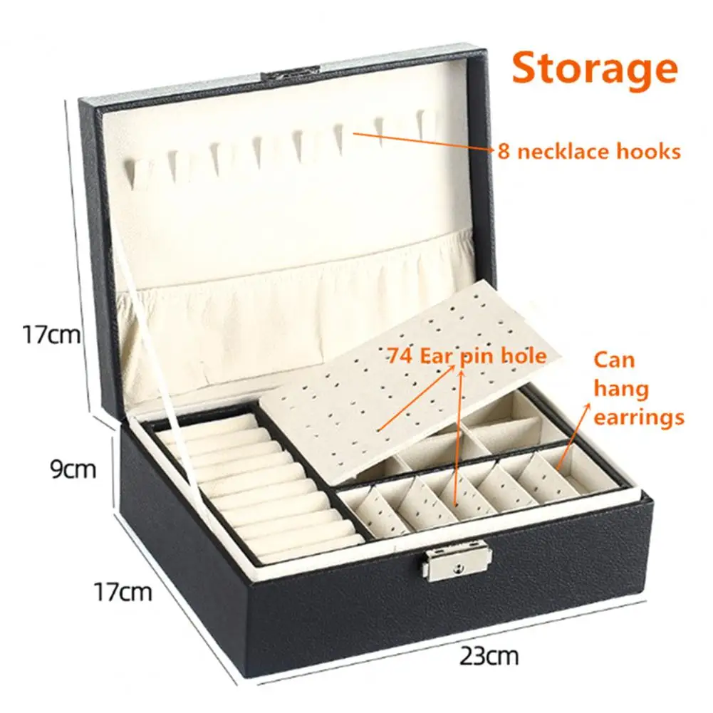 

New High Capacity Leather Jewelry Box Travel Jewelry Organizer Multifunction Necklace Earring Ring Storage Box Women Gifts