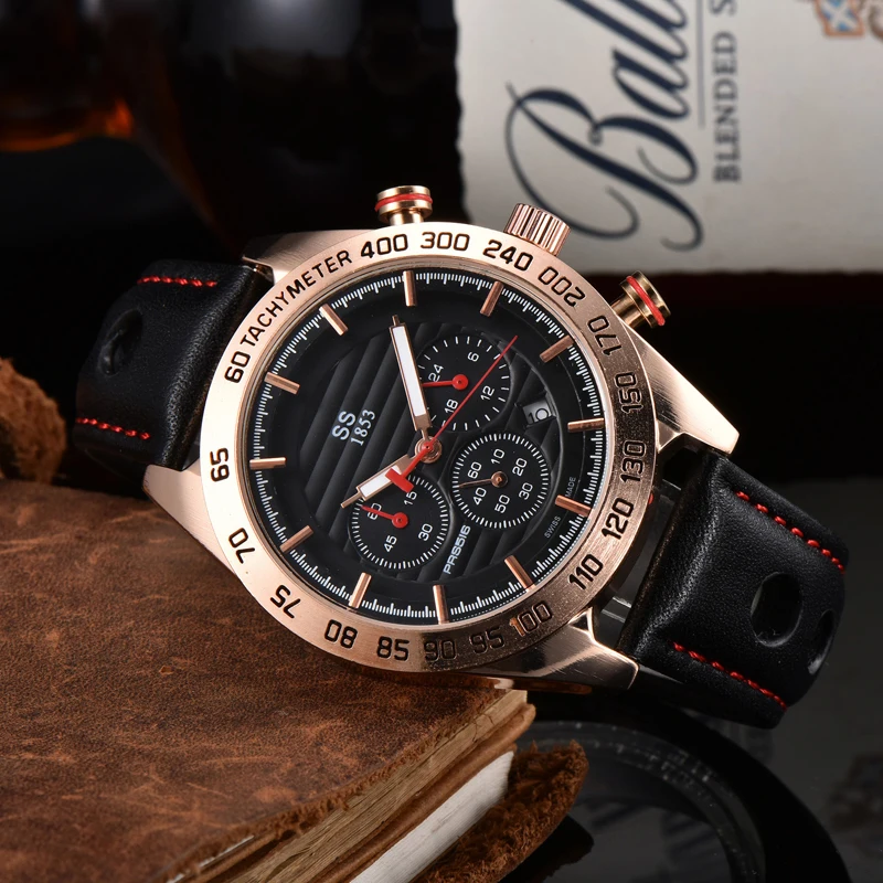 Для мужчин часы от топ бренда из искусственной кожи Спорт Кварцевые подходит для