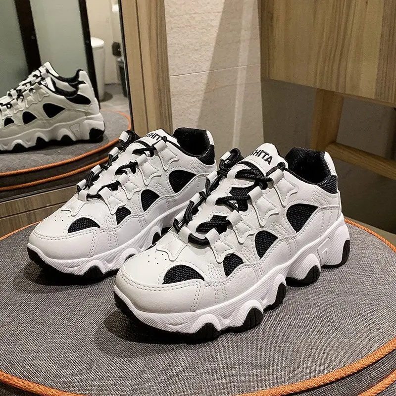 

New Ladies Casual Sports Shoes Lace-up Wild Dad Shoes Breathable Comfortable Mesh Inner Running Women's Shoes