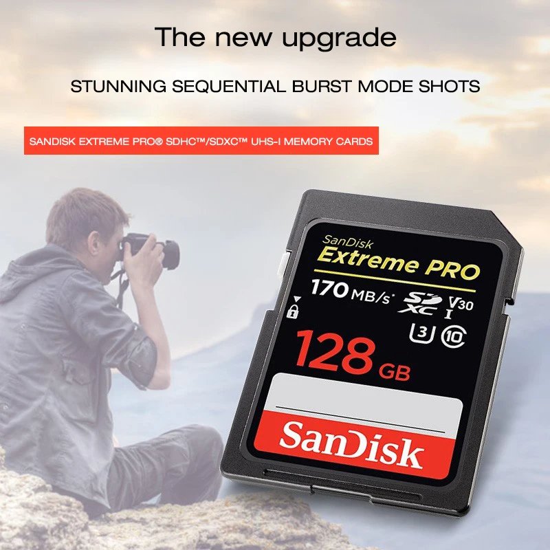 Новый двойной флеш накопитель SanDisk sd карта 128g 256g Карта SDXC/SDHC до 170 МБ/с. 64 Гб