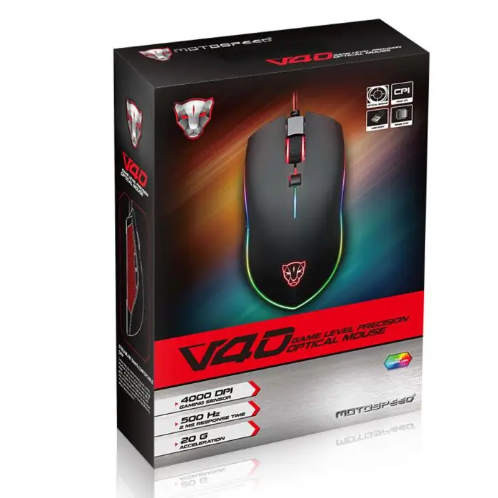 Эргономика геймера Мышь мыши Motospeed V40 4000 Точек на дюйм 6 кнопок дыхание