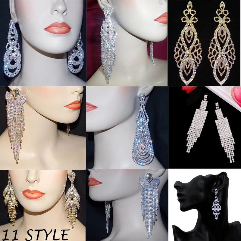 Женские свадебные серьги с кристаллами|Серьги-подвески| |