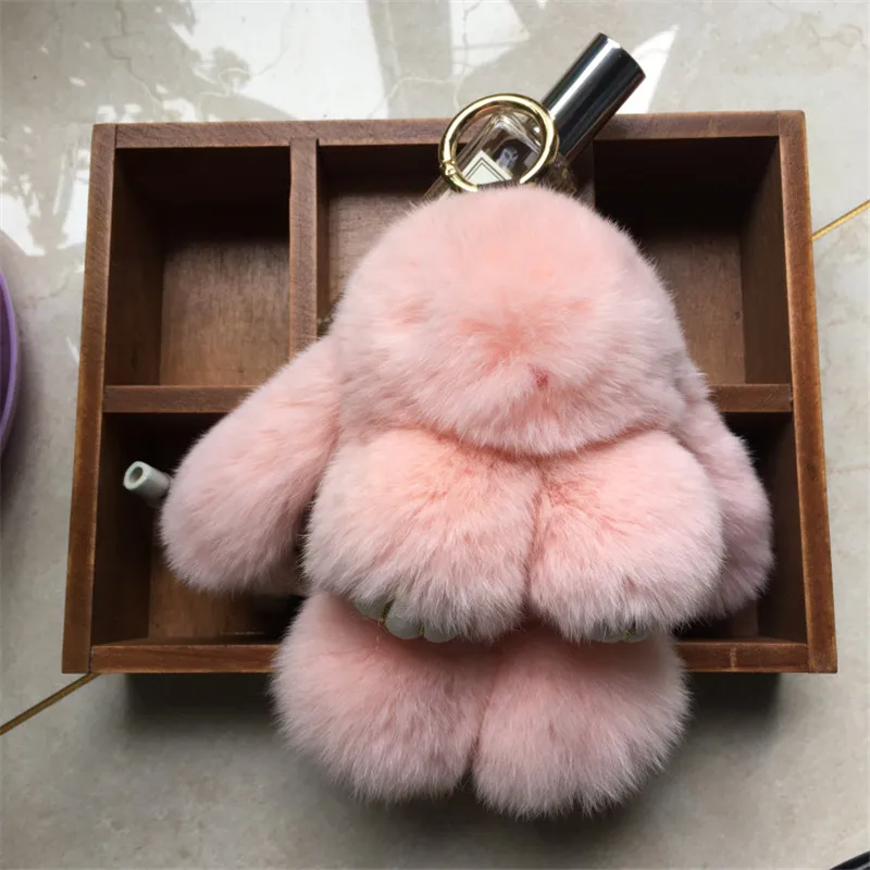 18 см большие размеры пушистый мех кролика рекс брелок для женщин сумки кулон