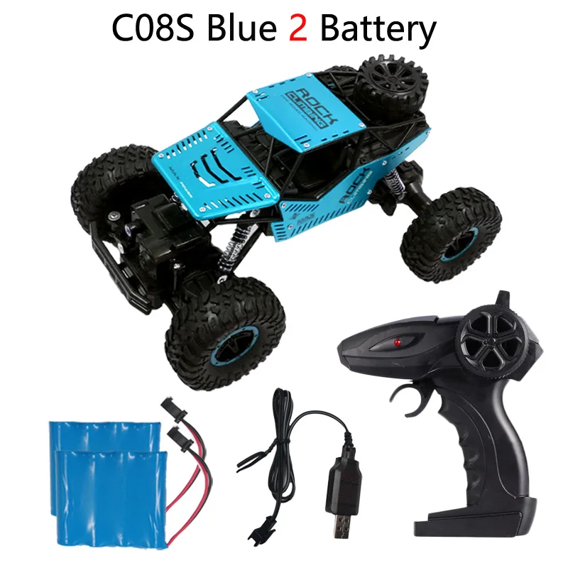 Teeggi C08S игрушки на дистанционном управлении RC автомобиль 1:16 4WD скалолазание автомобиль Bigfoot внедорожник игрушка для детей подарок Двойные двигатели - Цвет: Blue 2B