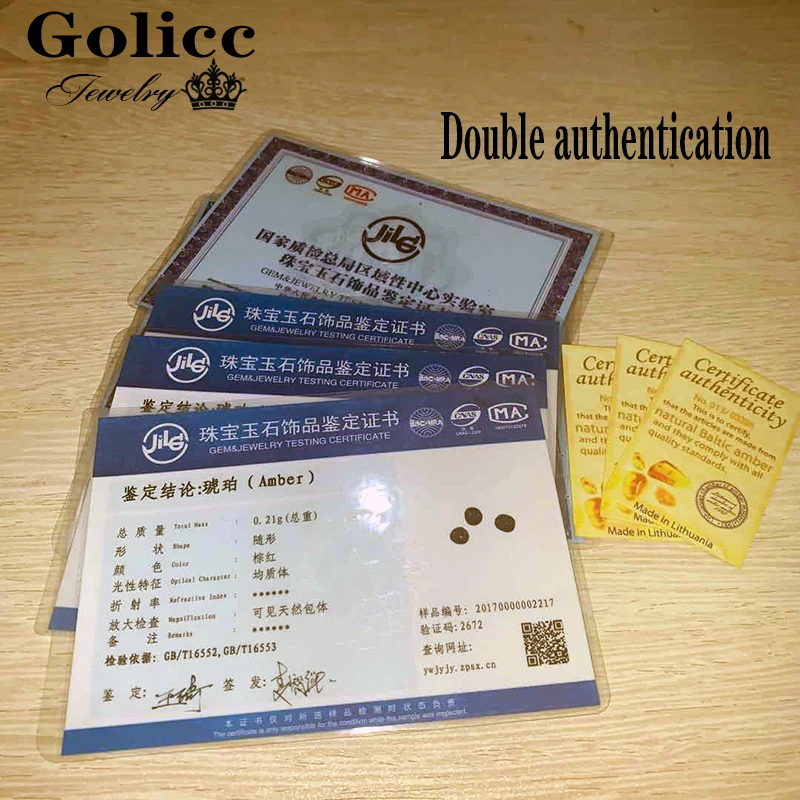 

Golicc Cognac Color Amber Necklace with Natural Turquoise Certificate Genuine Baltic Amber Adult Baby Jewelry Women Necklace