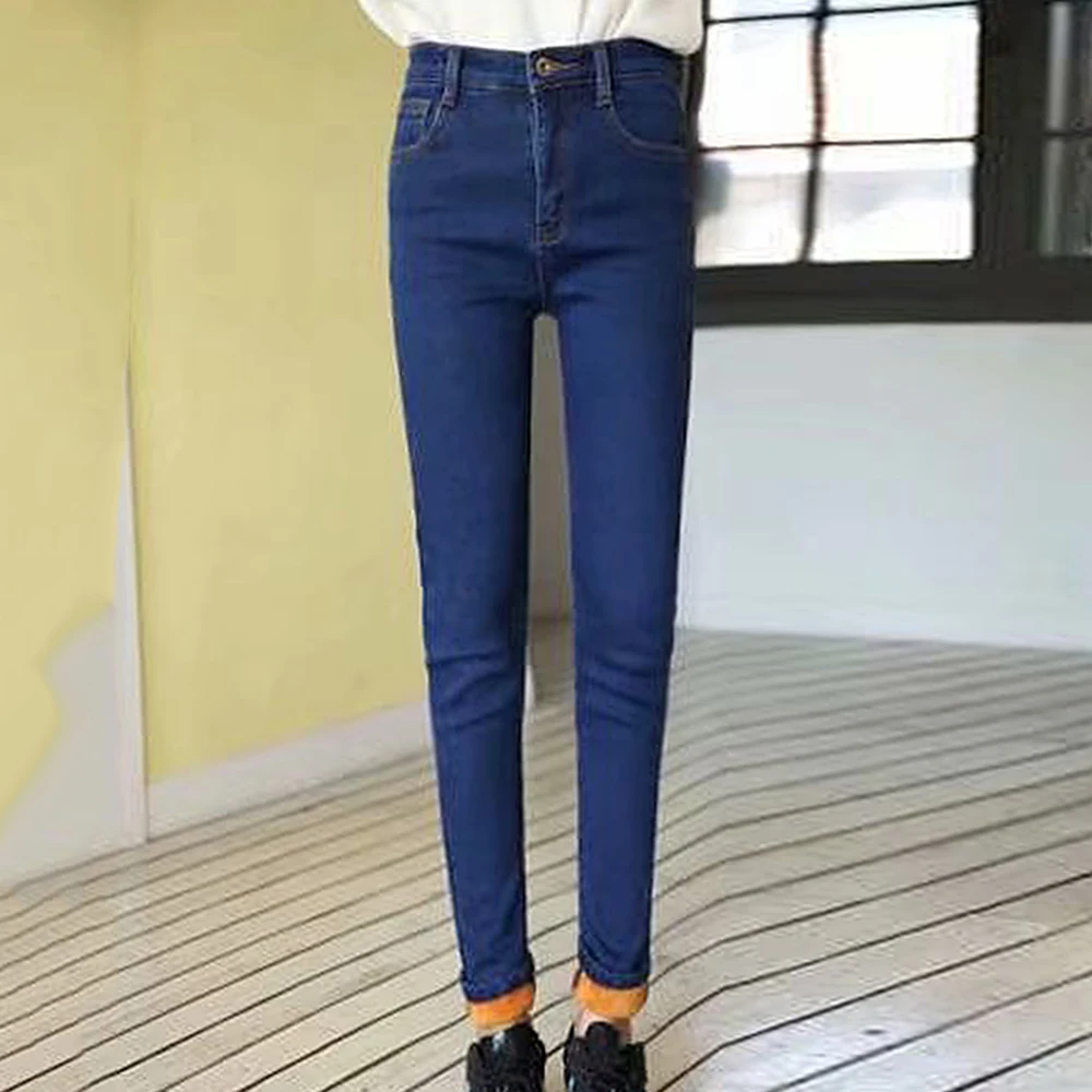 2019 зимние супер теплые джинсы больших размеров для женщин женские обтягивающие