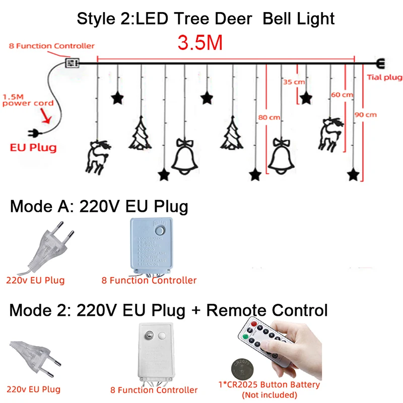 

3.5M 220V LED Moon Star Lamp Christmas Garland String lights Fairy Curtain light Outdoor For Holiday Wedding Party Decoration