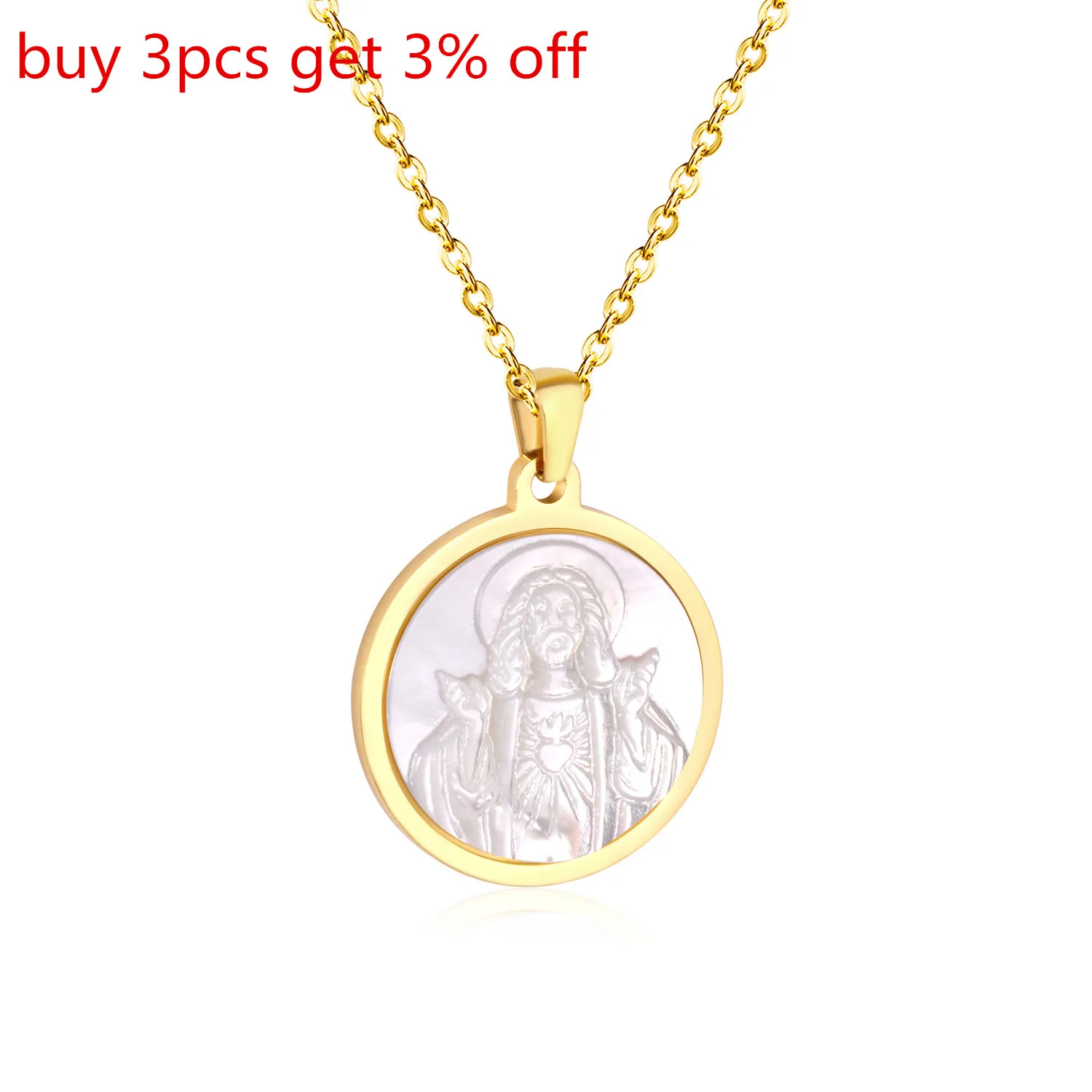 LUXUSTEEL Virgin Mary круглая подвеска в виде ракушки ожерелье ювелирное изделие колье из