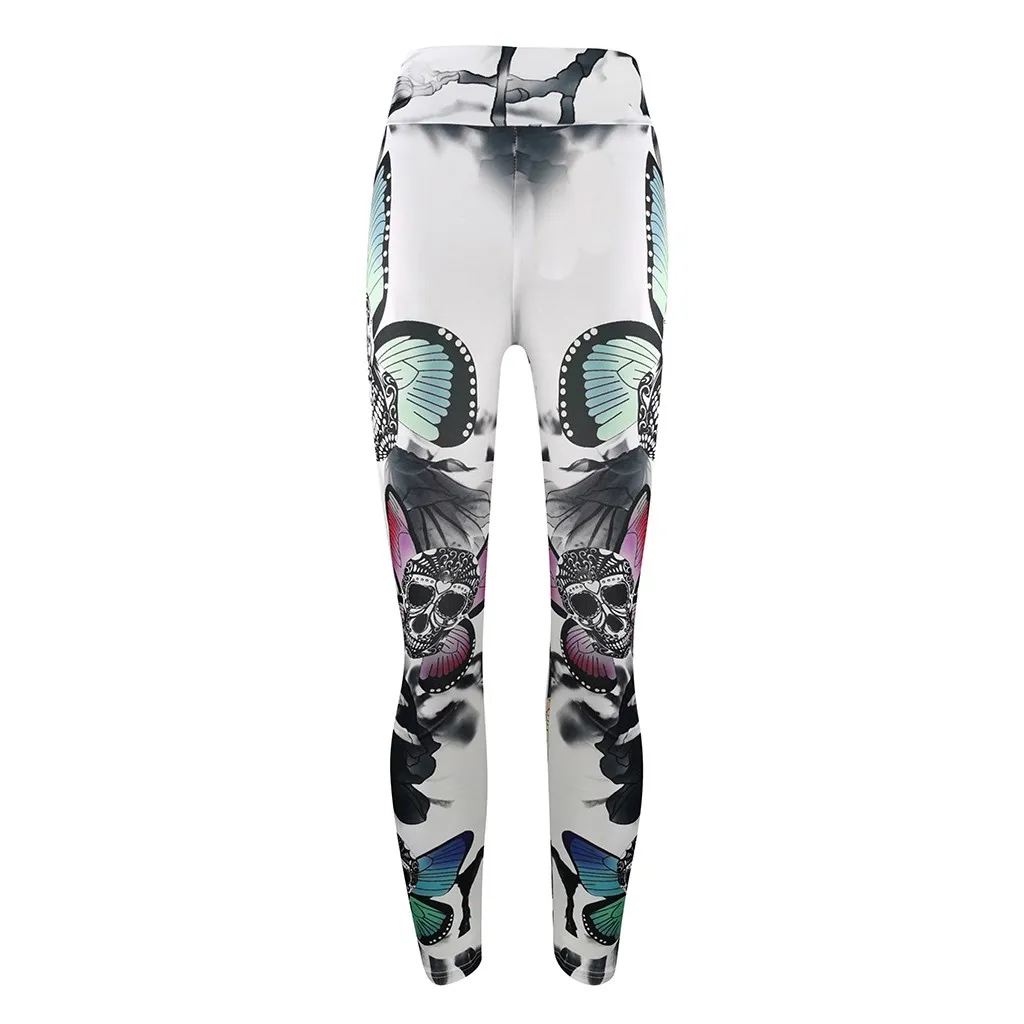 Женские леггинсы размера плюс с принтом черепа обтягивающие высокой талией