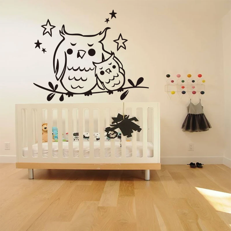 Sticker Bird Mother Baby Owl Vinyl Carving Removable Wall Decal Art Wallpaper Original Fashion Decorative Painting DD0611 | Дом и сад