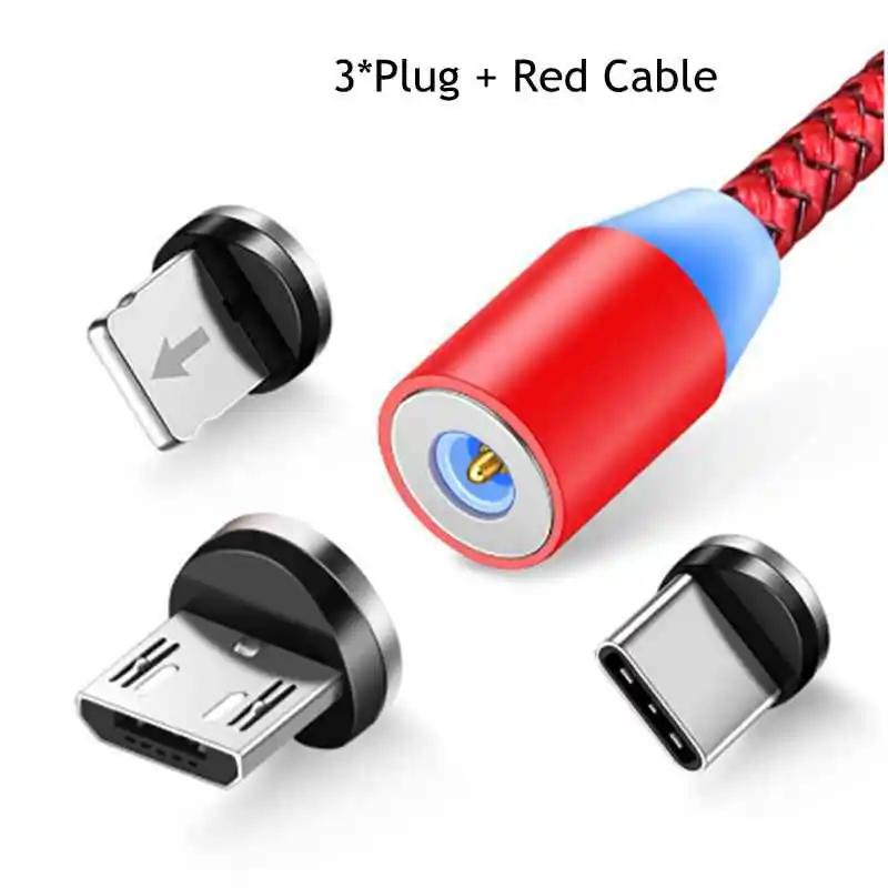 Red 3 in 1 Магнитный кабель 3 в 1, кабель Micro USB type C для iPhone X 7, samsung, S10, Oppo, htc, LG, 1 м, 2,4 А, Магнитный адаптер для зарядного устройства, кабели для телефонов - Тип штекера: Red 3 in 1