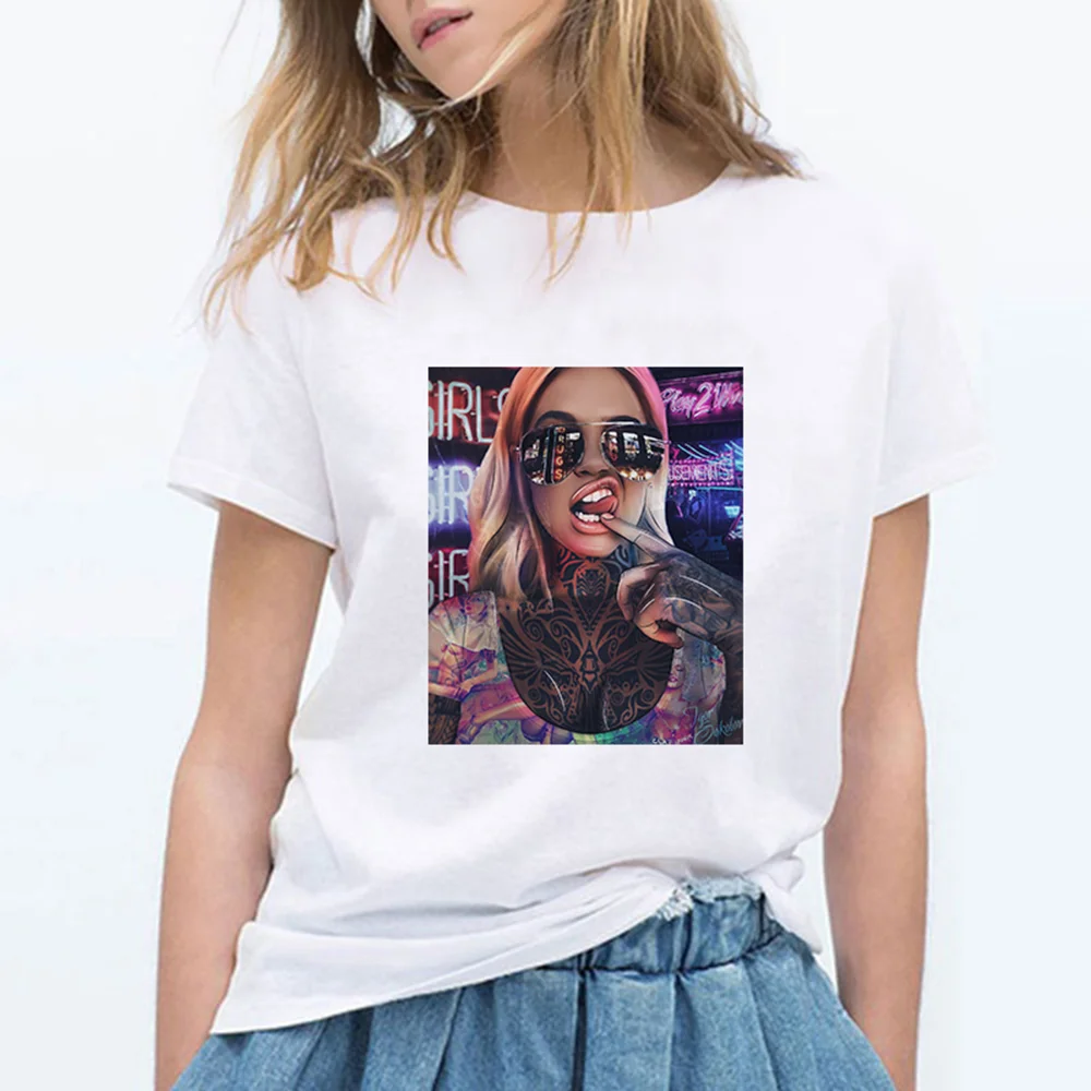 

Melanin Black Girl Summer Graphic Funny Vogue Harajuku Plus Size Streetwear Casual Tops Tee Vintage Women T Shirt