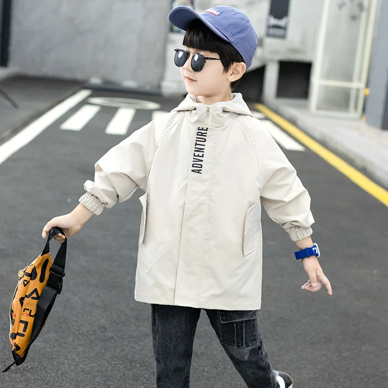 BINIDUCKLING/осеннее Детское пальто для мальчиков модное на молнии с капюшоном