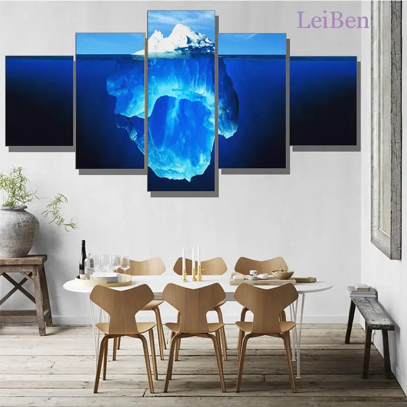 

Five-Piece Nordic Art Canvas Painting The Tip of The Iceberg Under The Sea Poster and Print Modular Picture Interior Decoration