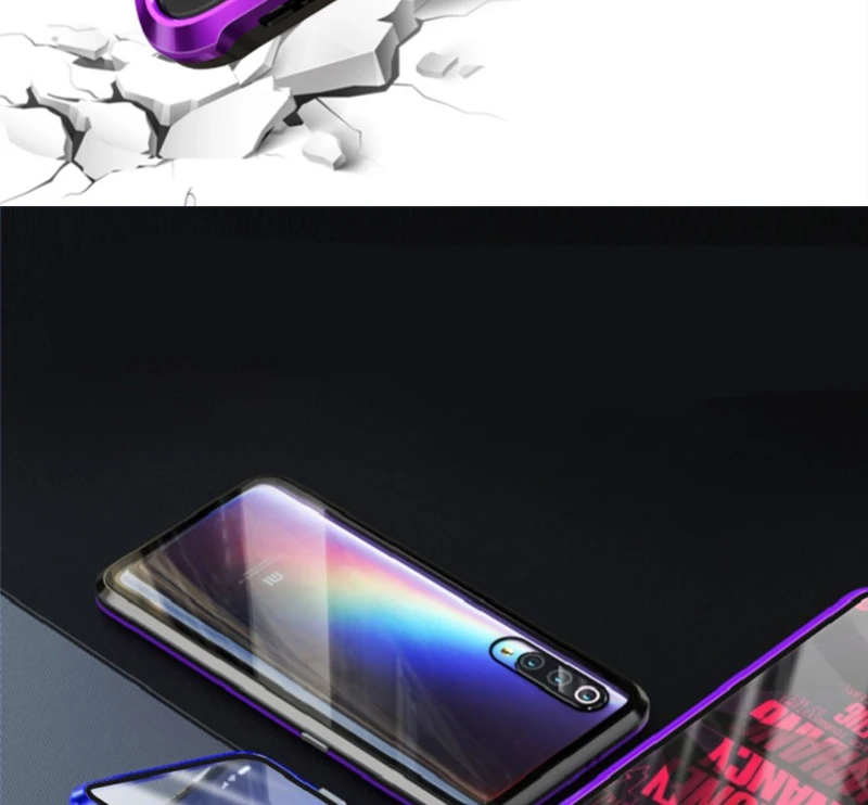 Двухстороннее закаленное стекло для Xiaomi Redmi Note 7 Note7Pro магнитное поглощение 360 чехлы для телефонов металлическая откидная задняя крышка Note7 Pro