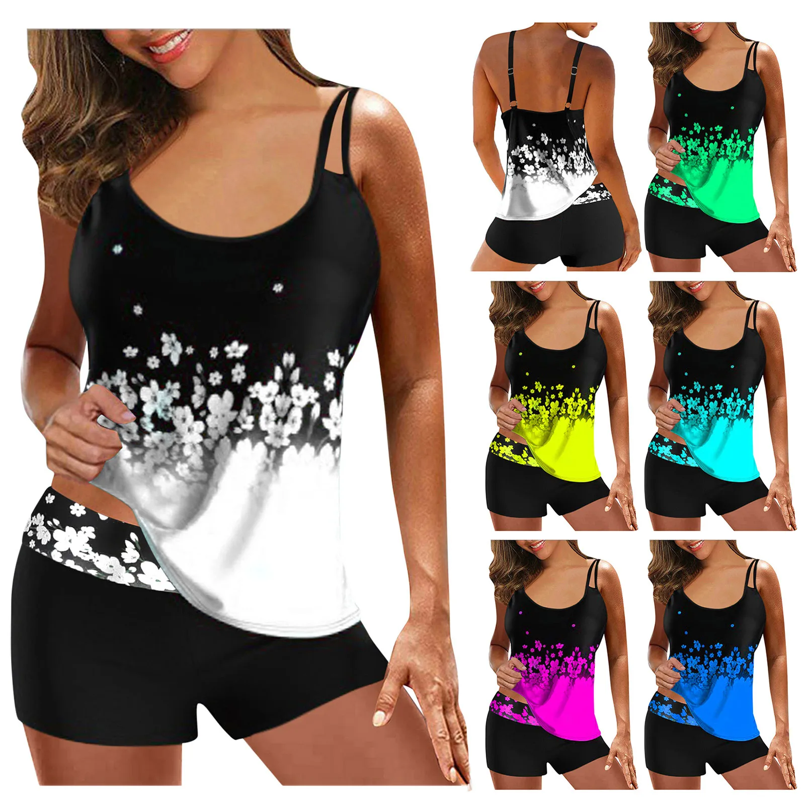 

Women's Bikini Set Swimwear Padded Tankini Printed Women's Tankini Large Bikini Set Digital Print Suspender Beach Split Swimsuit