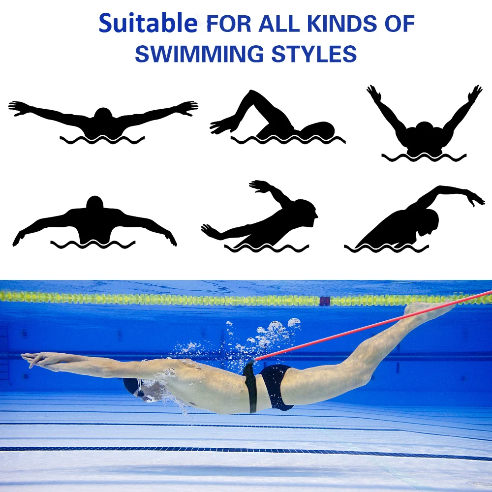 

Adjustable Swim Training Belt Resistance Elastic Belt Swimming Safety Training Rope Swimming Resistance Bands Stationary