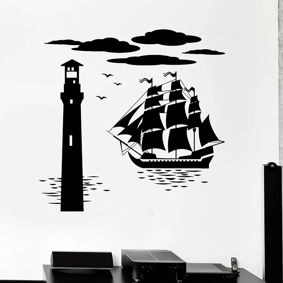 Переводная Наклейка на стену морской Маяк мореходный винил наклейки тема