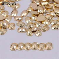 junao 300pc 1014mm sewing gold rectangular rhinestone sew on golden crystal stones flatback acrylic gems for clothes decoration