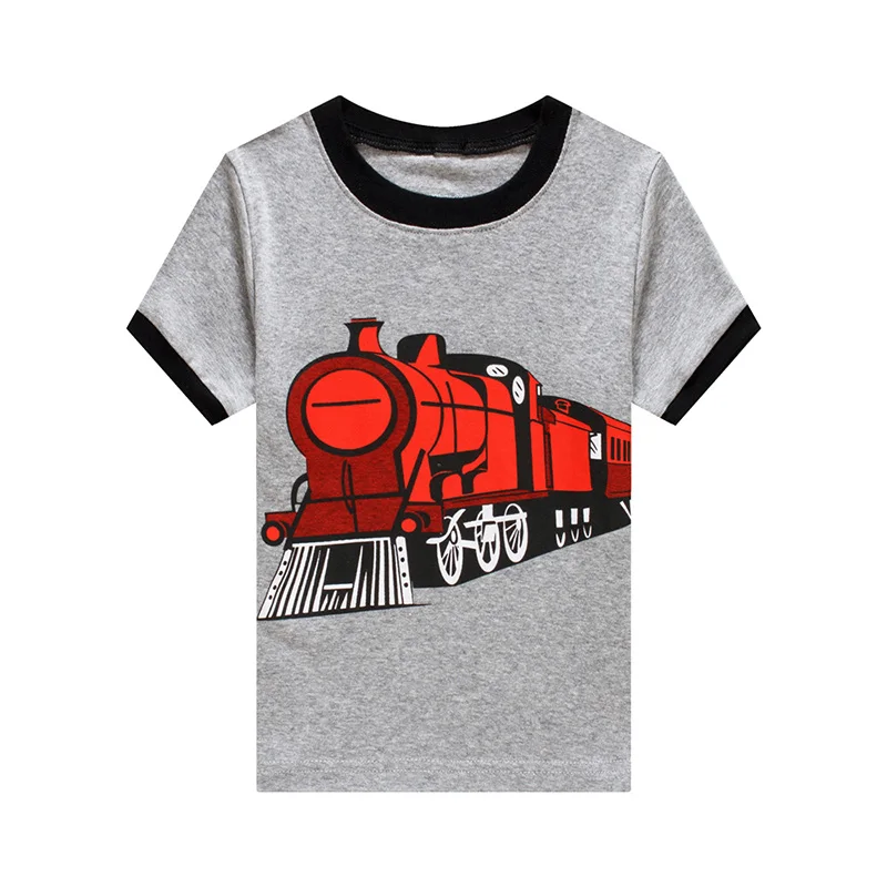 Детские пижамные комплекты с принтом поезда Одежда для маленьких мальчиков