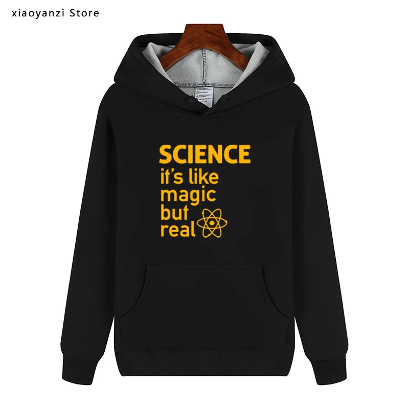 

Science Like A Magic But Real Men Hoodies Fleece Cotton Black Sweatshirts Male Geek Plus Size Pullovers Free Shipping SL220-592