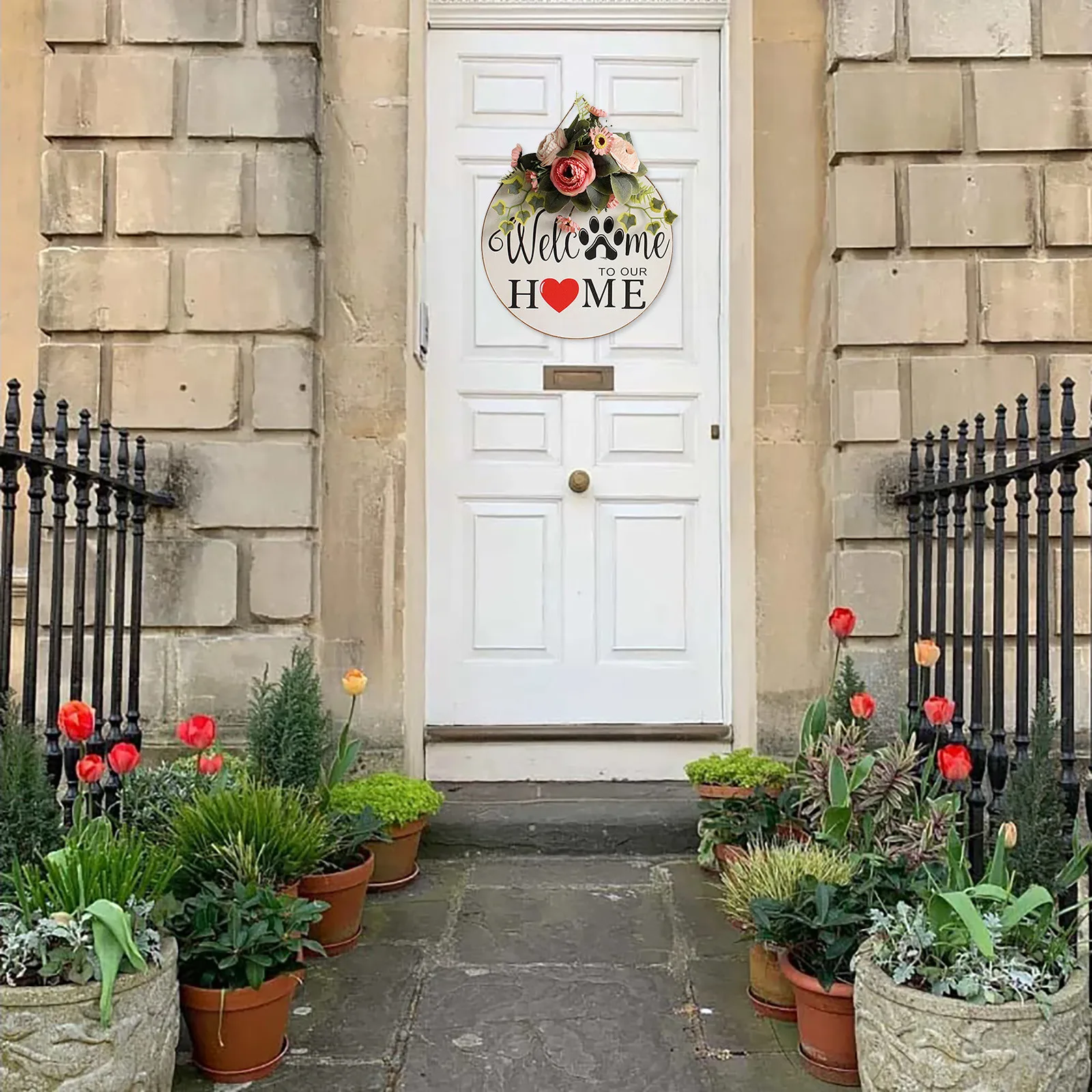 

Letter Welcome Sign Wreath Welcome Sign Wreath Front Door Hanger With Bow Round Outdoor Hanging Vertical Sign Home Decoration