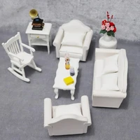 112 doll house sofa armchair pillow miniature living room accessory furniture for dolls children 1sofa 2 armchairs4 pillows