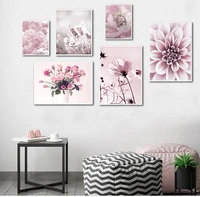 pink flower cherry blossom rose peony sky bird nordic posters and prints wall art canvas painting wall pictures for living room