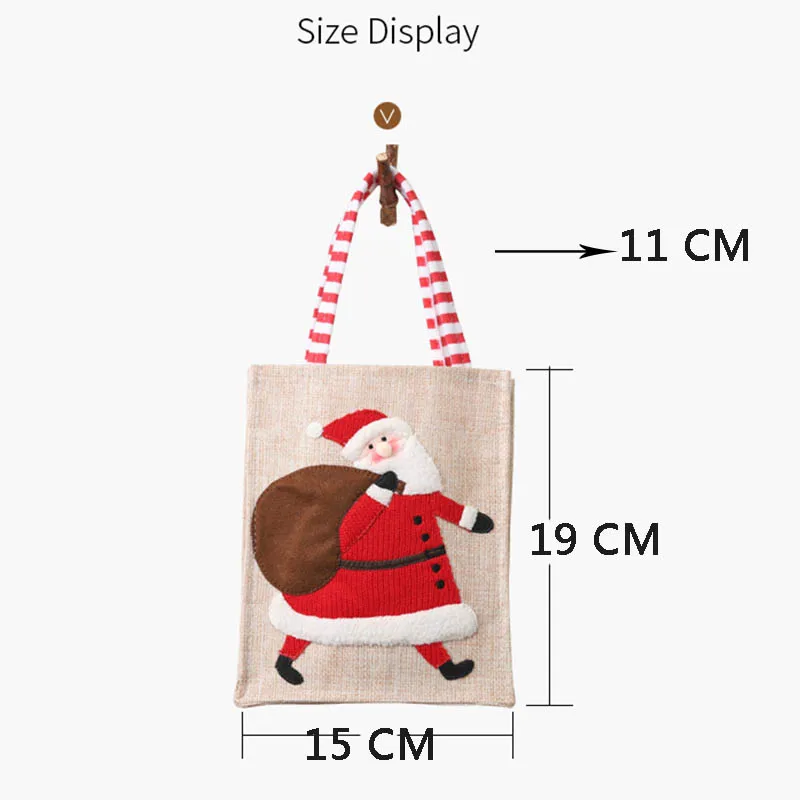 Рождество мультфильм мешковины 3D вышивка упаковка подарочный пакет яблоко