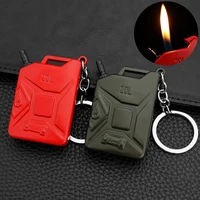 smoking accessories mini keychain lighter creative oil drum shaped butane gas lighter refillable for cigarette collection